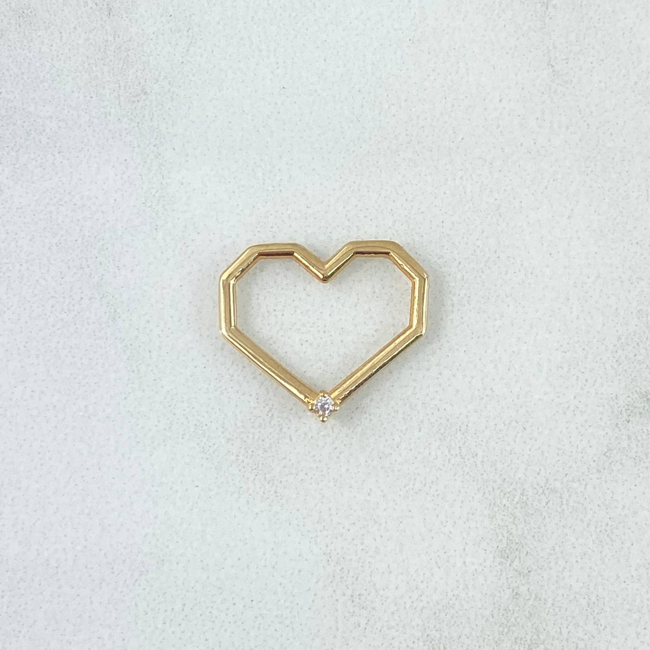 Charm Checkered Heart 0.9gr / 1.5cm / White Zircon 18K Yellow Gold *