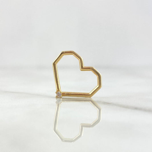 Charm Checkered Heart 0.9gr / 1.5cm / White Zircon 18K Yellow Gold *