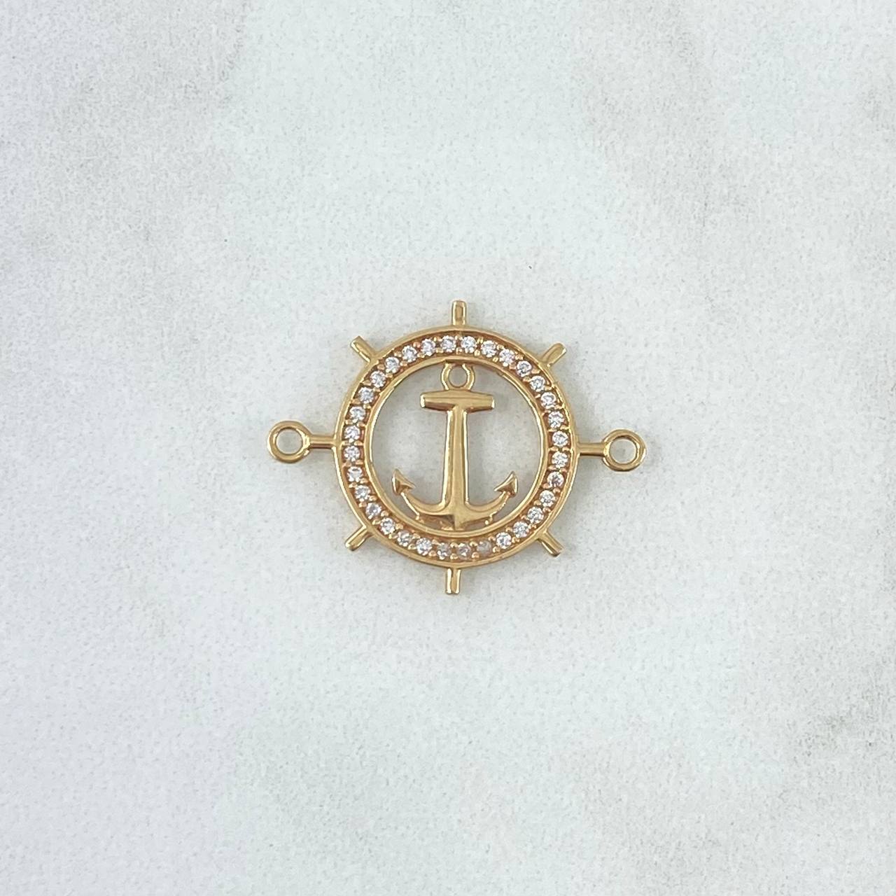 Herraje Timon Ancla 1.5gr / 2.3cm / Circones Blancos Oro Amarillo 18K