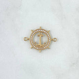 Herraje Timon Ancla 1.65gr / 2.3cm / Circones Blancos Oro Amarillo 18K