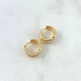 Candongas Doble Linea 3.1gr / 0.9cm / Circones Blancos Oro Amarillo 18K *
