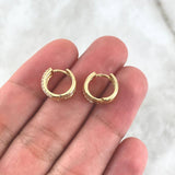 Candongas Doble Linea 3.1gr / 0.9cm / Circones Blancos Oro Amarillo 18K *
