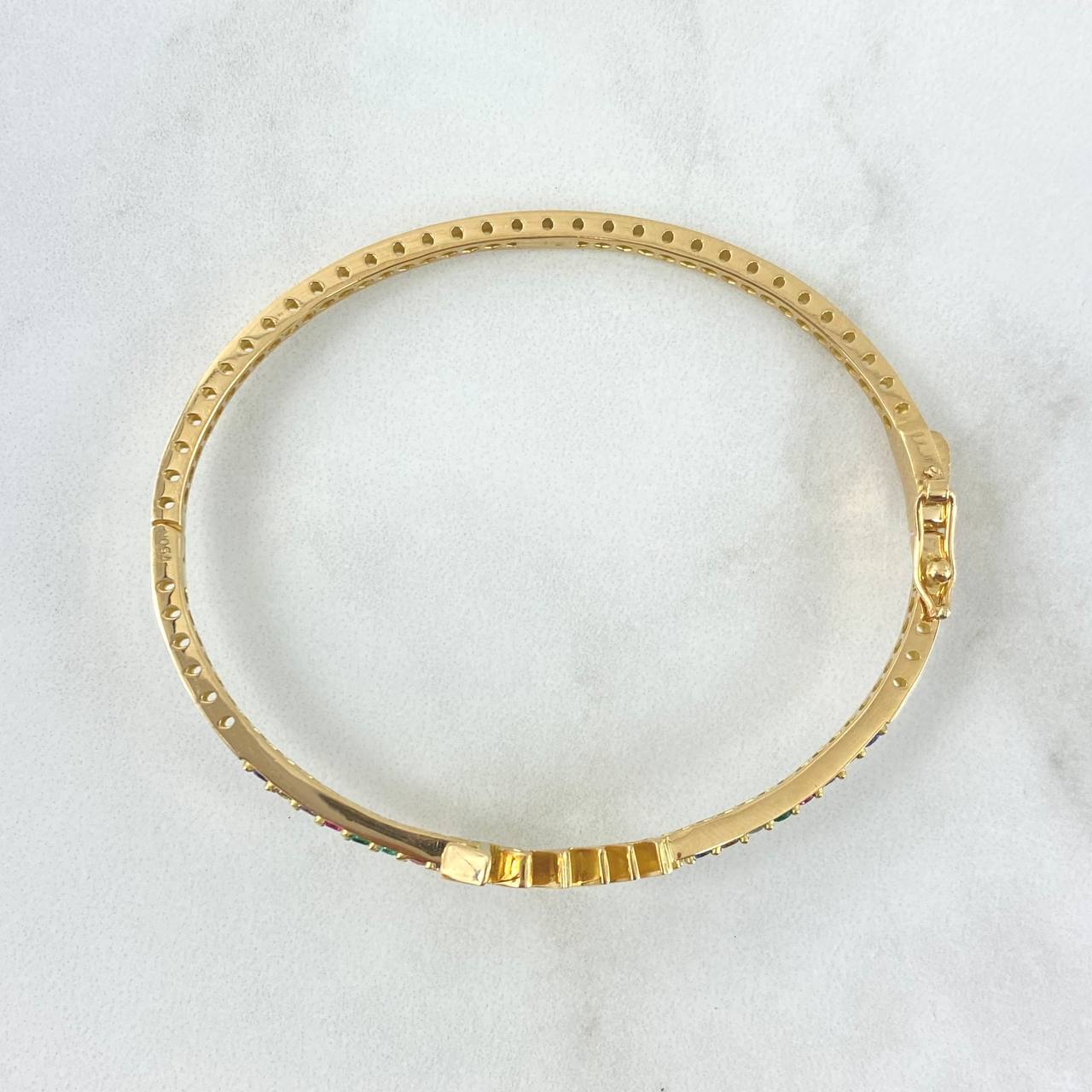 Pulso Aro Jesus 11.6gr / 18cm / 4mm Circones de Colores Oro Amarillo 18K *
