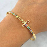 Pulso Aro Jesus 11.6gr / 18cm / 4mm Circones de Colores Oro Amarillo 18K *