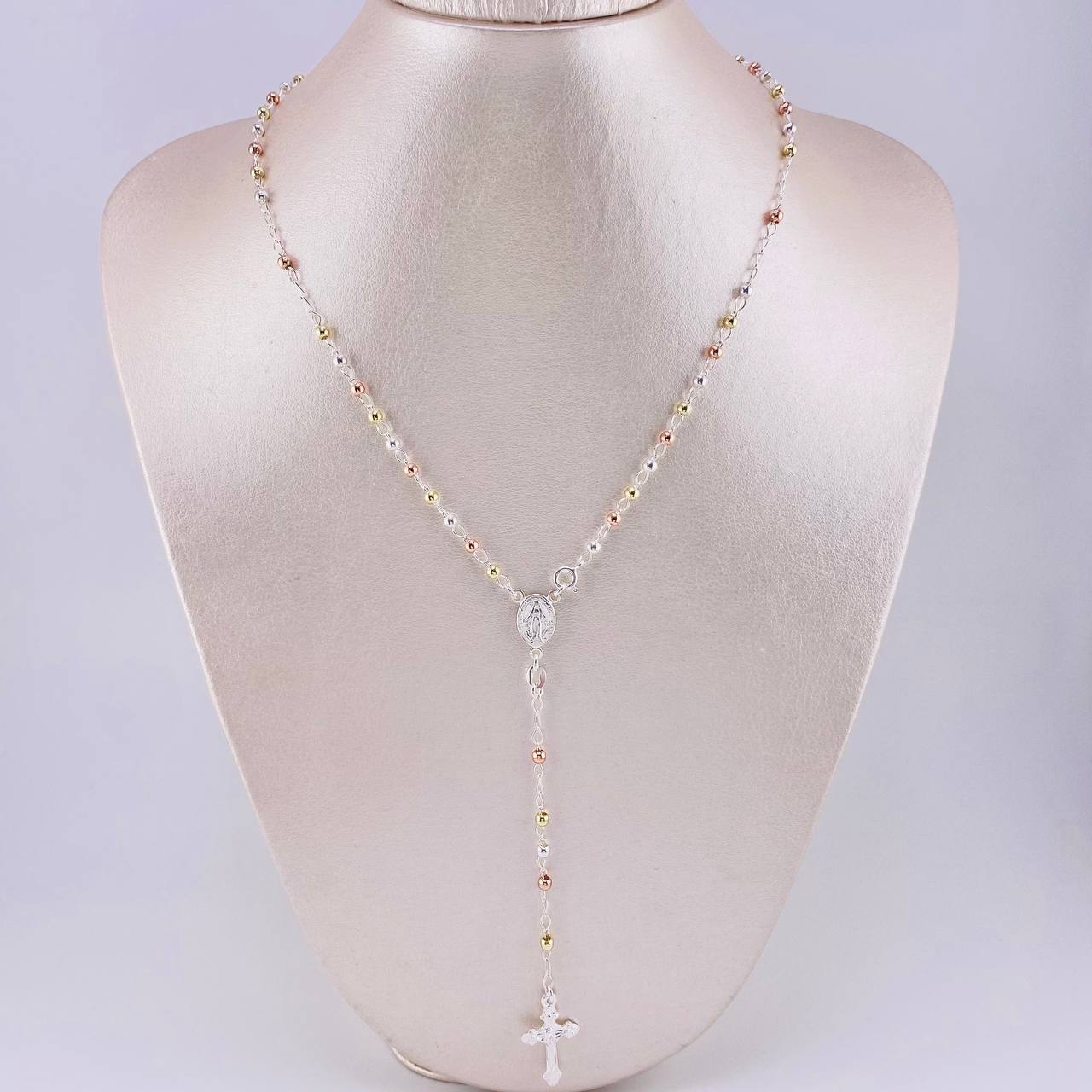 Rosario Vigen Milagrosa 7.4g / 18 in / 3mm Plata Vermeil 925