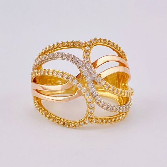 Crossed Waves Ring 6.6g / T6 1/4 Three Golds 18K