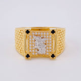 Saint Michael Archangel Mesh Ring 6.7g / T10 1/4 Two-Tone Yellow White Gold 18K