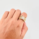 Saint Michael Archangel Mesh Ring 6.7g / T10 1/4 Two-Tone Yellow White Gold 18K