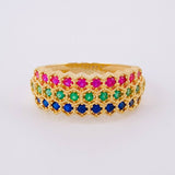 Anillo Panal Tricolor 3.9g / T7 Oro Amarillo 18K