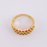 Anillo Panal Tricolor 3.9g / T7 Oro Amarillo 18K