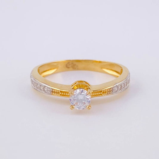Solitaire Churumbela Ring 2.95g / T7 1/2 Two Yellow White Gold 18K