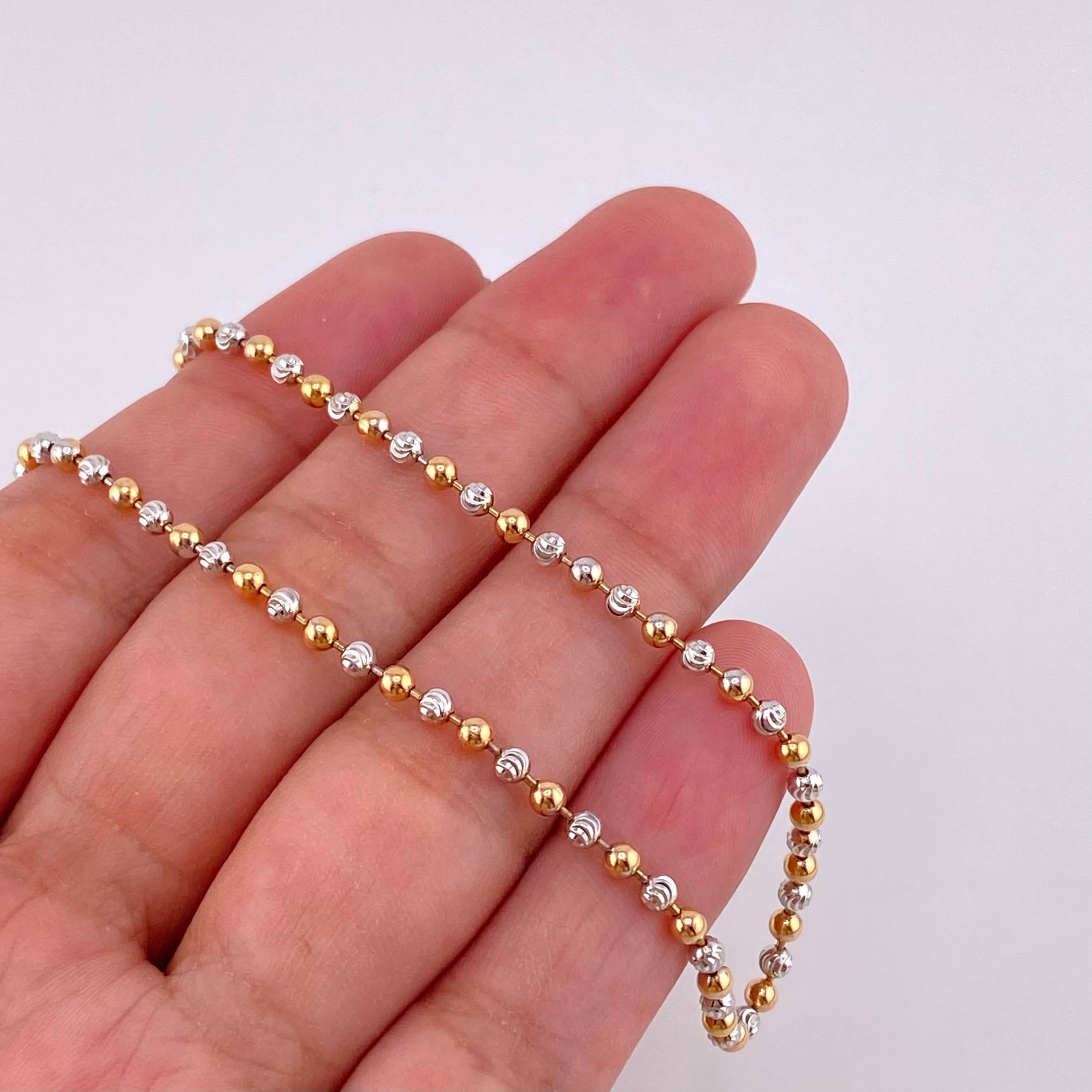 Cadena Militar Media Luna 16.2 g / 27 3/4 in / 2.5 mm Dos Oros Blanco Rosa 18K