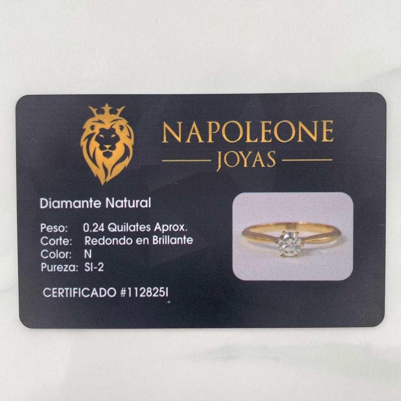 Diamond Solitaire Ring 24 Pts 1.6 g / T5 1/2 Yellow Gold 18K