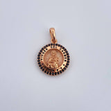 Dije Virgen Del Carmen 2.3gr / 2.1cm / Circones Negros  Oro Rosa 18K &