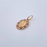 Dije Virgen Milagrosa 1.55gr / 2.3cm / Circones de Colores Oro Amarillo 18K &