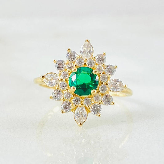 Anillo Flor Estrellada 1.7gr / T4 / Oro Amarillo 18K ©