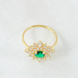 Anillo Flor Estrellada 1.7gr / T4 / Oro Amarillo 18K ©