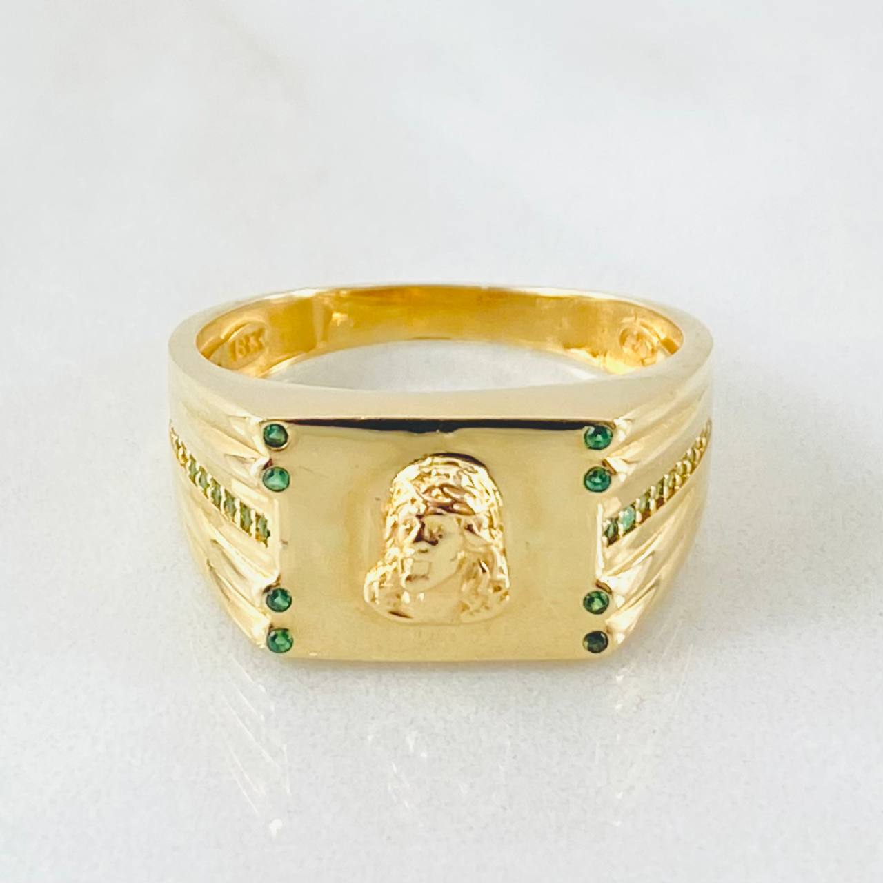 Anillo Rostro Cristo 5.95gr / T9 1/2 / Oro Amarillo 18K *