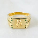 Anillo Rostro Cristo 5.95gr / T9 1/2 / Oro Amarillo 18K *