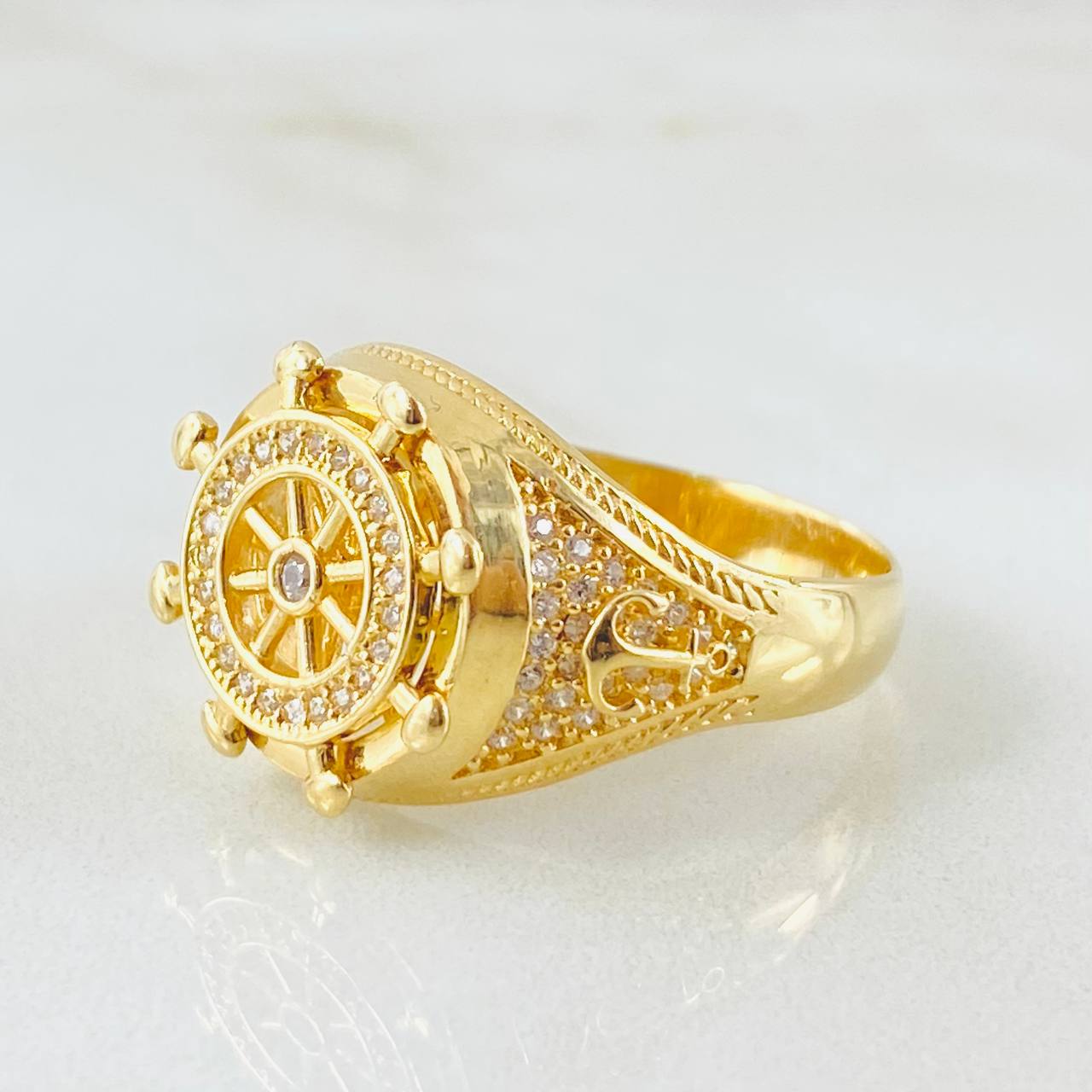 Anillo Timón Móvil 9.25gr / T9 1/4 / Oro Amarillo 18K *