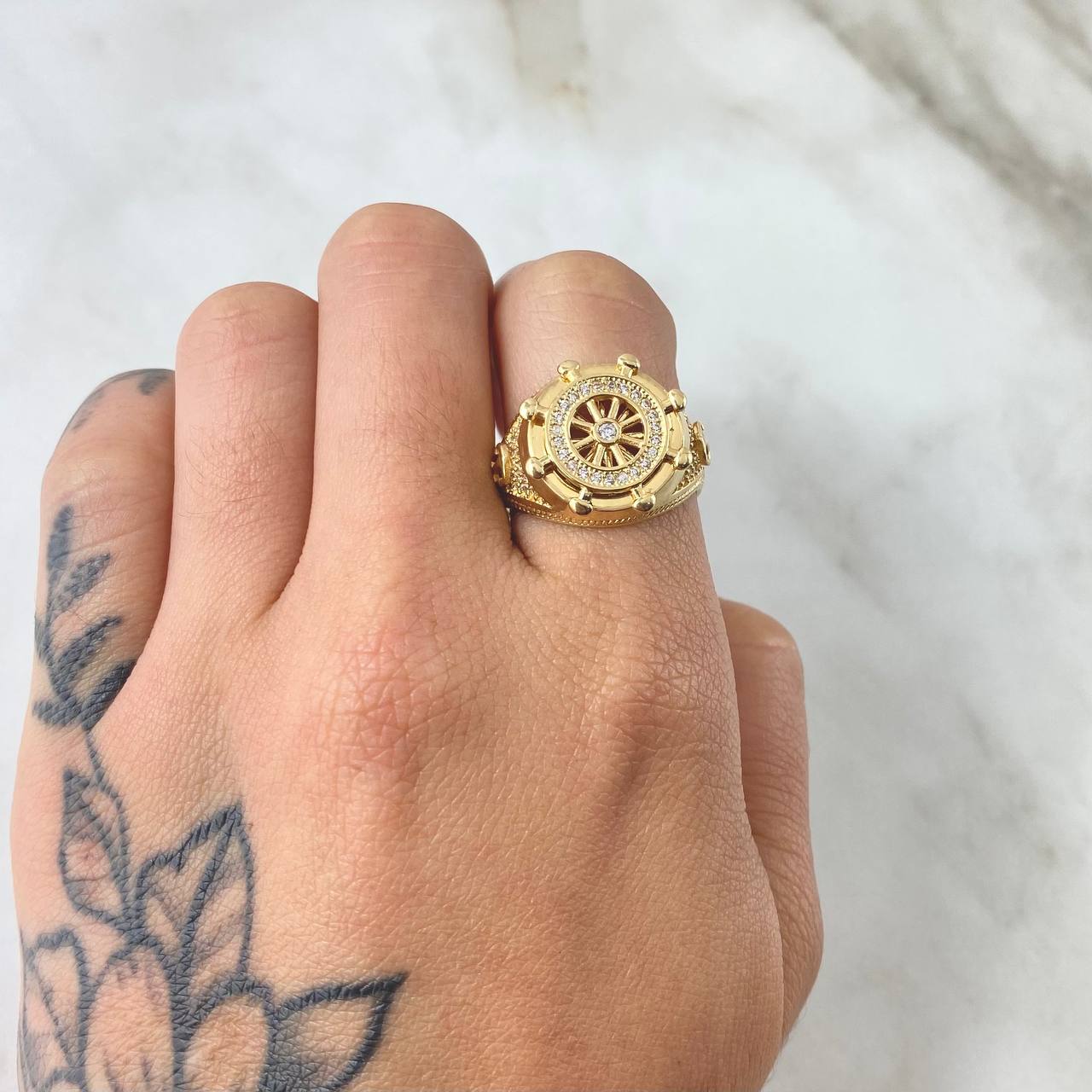 Anillo Timón Móvil 9.25gr / T9 1/4 / Oro Amarillo 18K *