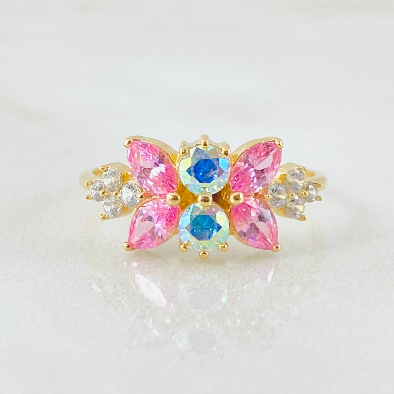 Anillo Muerdago Floral 2.1gr / T6 1/4 / Oro Amarillo 18K