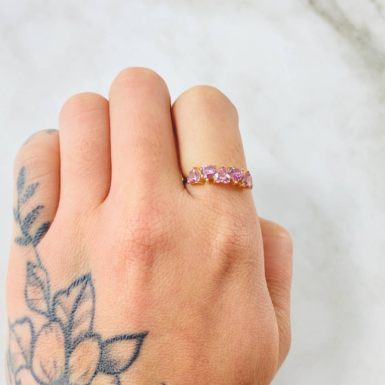 Anillo Corazones Línea 1.6gr / T7 / Oro Amarillo 18K