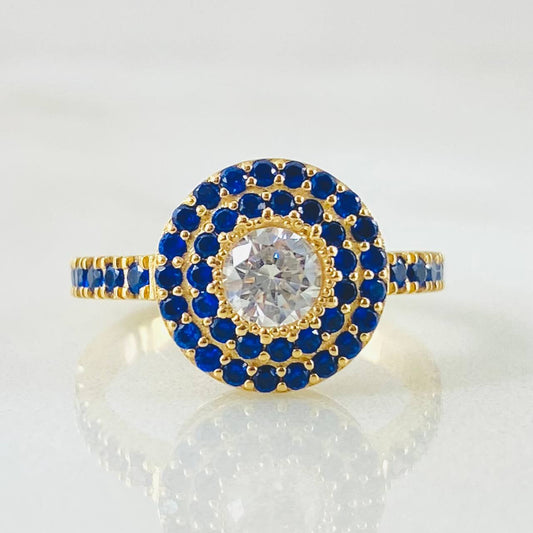 Anillo Halo Circular Túpido 4.15gr / T5 1/2 / Oro Amarillo 18K