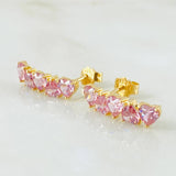 Topos Línea Corazones Rosados 2.5gr / Oro Amarillo 18K