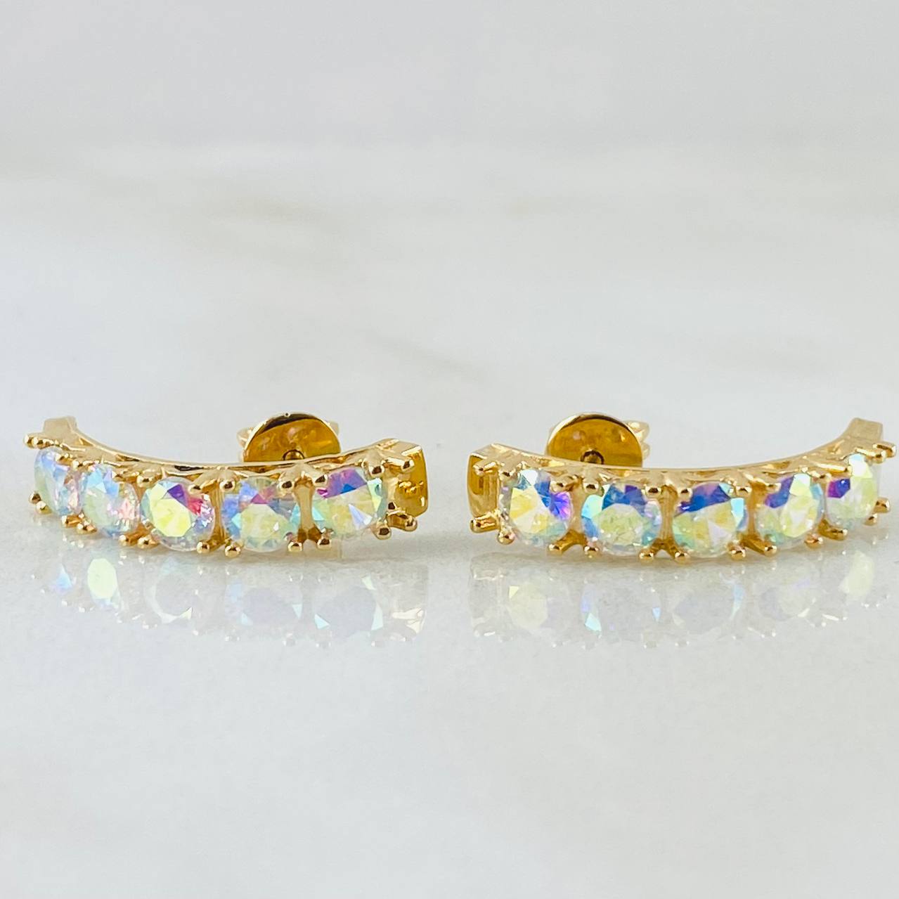 Stud Earrings Linea Tupida 3.55 g / 2.8 cm Yellow Gold 18K Nac.Esp.