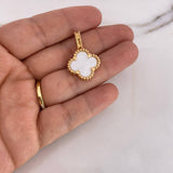 Pendant Clover 5.75gr / 2.7cm / White Mother of Pearl 18K Yellow Gold #