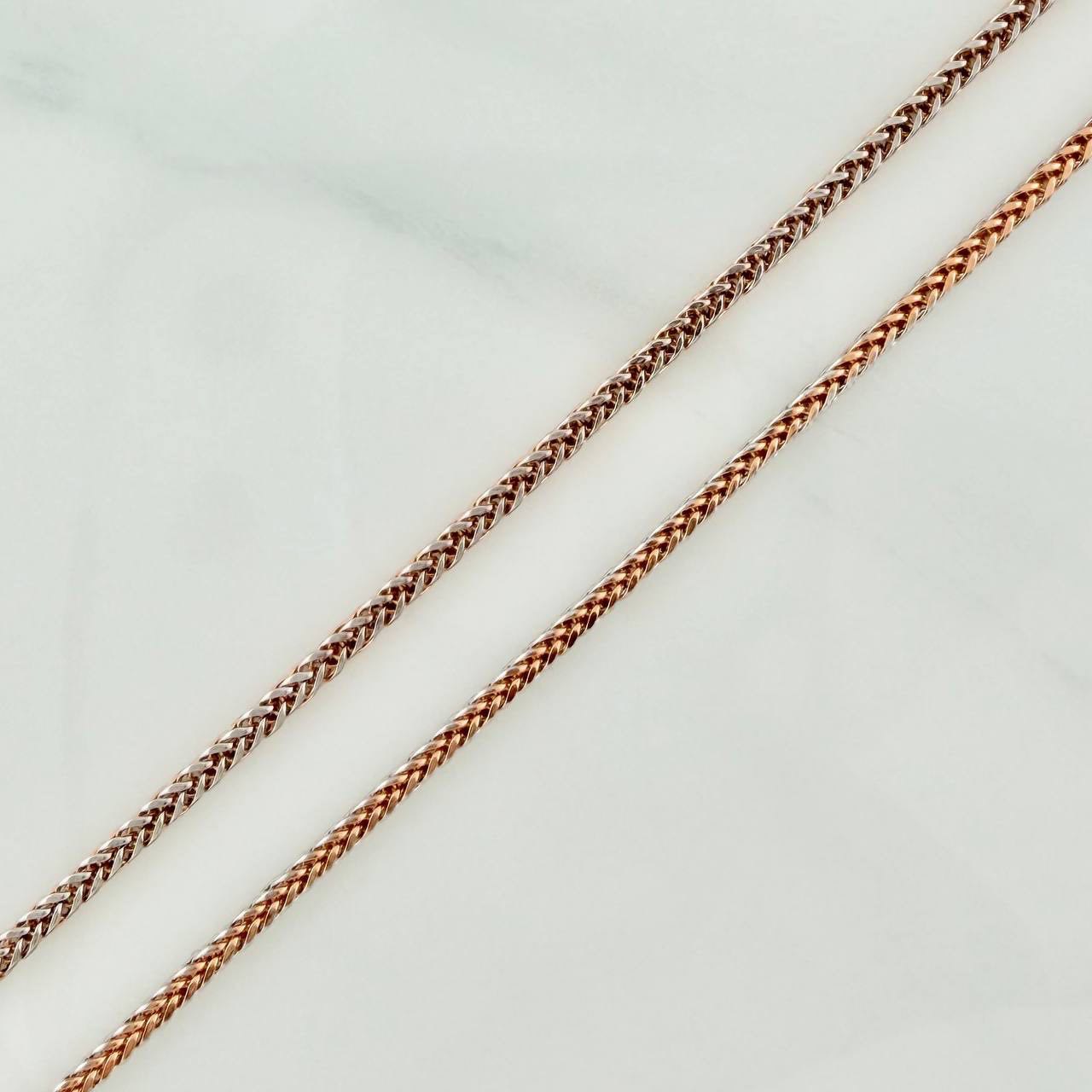 Franco Chain 2.6 g / 23 3/4 in / 1.35 mm Two-Tone White and Rose Gold 18K