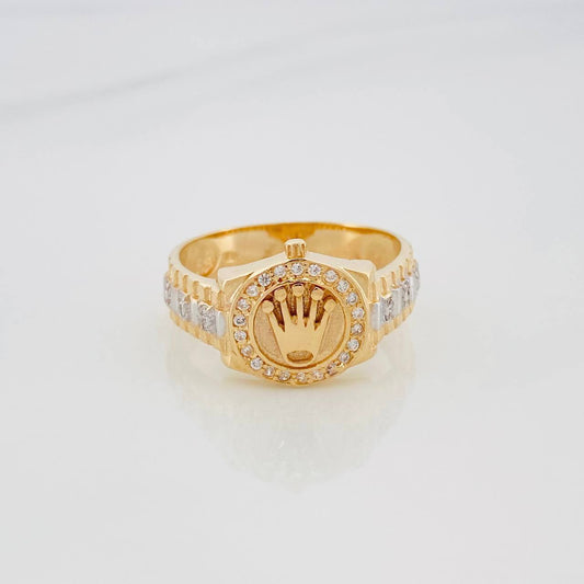 Anillo Correa Corona 5.5 g / T10 Dos Oros Amarillo Blanco 18K