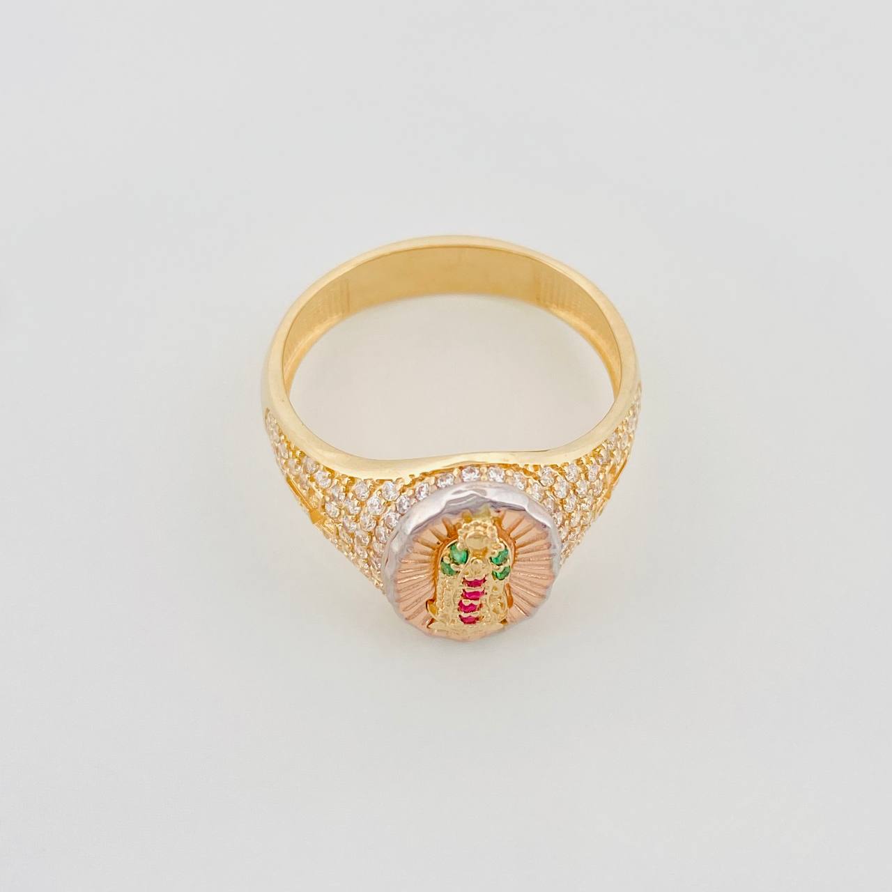 Anillo Virgen Guadalupe 4.95 g / T8 3/4 Tres Oros 18K