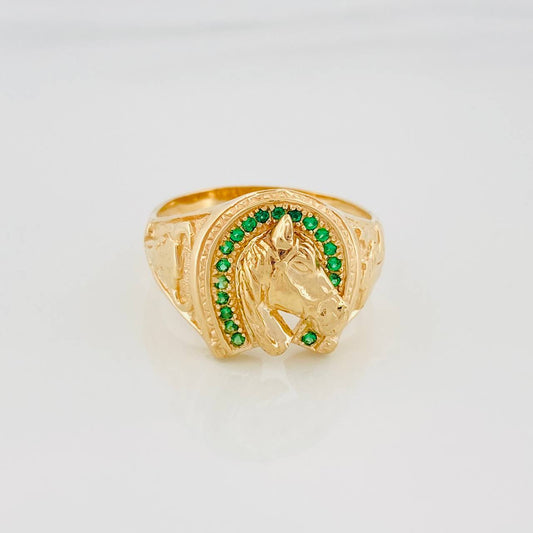 Horse Shoe Ring 7.25 g / Size T9 1/2 Yellow Gold 18K