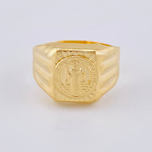 Anillo Sello San Benito 3.15 g / T10 1/2 Oro Amarillo 18K