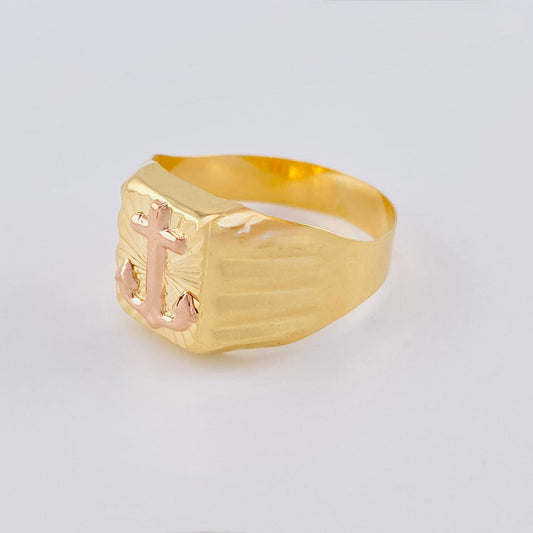 Anchor Signet Ring 2.95 g / T11 3/4 Two Yellow Pink Golds 18K