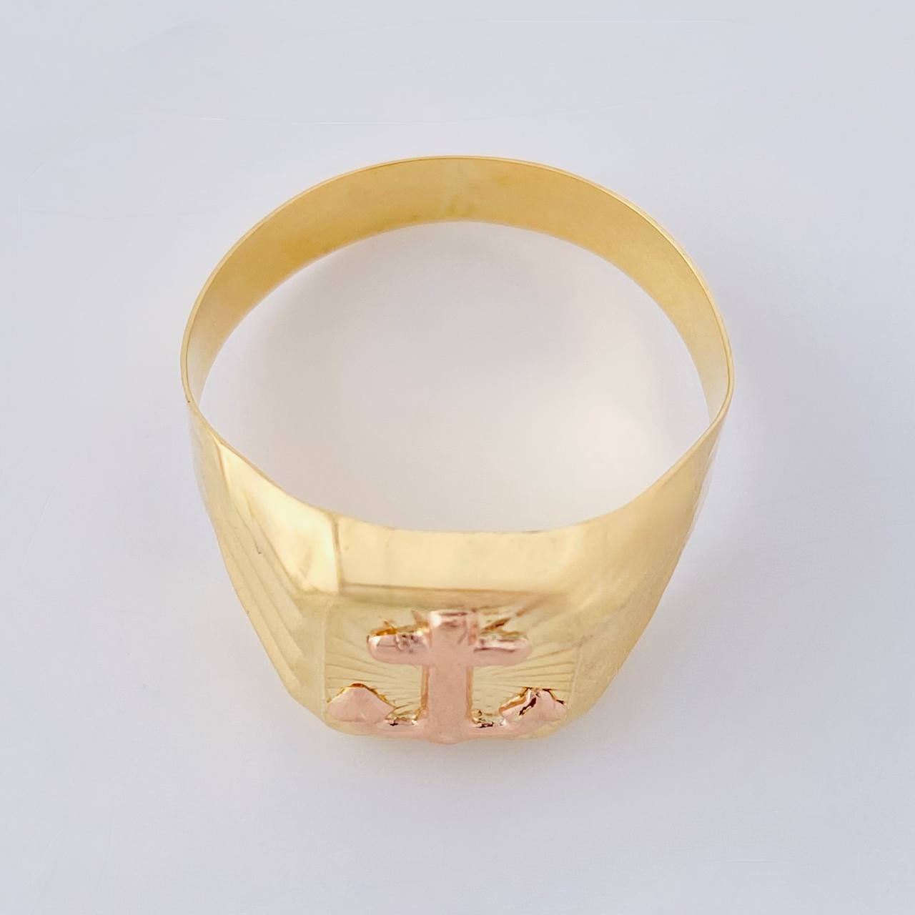 Anchor Signet Ring 2.95 g / T11 3/4 Two Yellow Pink Golds 18K