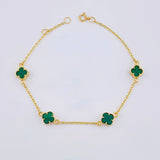 Pulso Modulable Trebol Malaquita Verde 2.7 g / 7 1/4 in - 6 1/2 in / 1.36 mm Oro Amarillo 18K