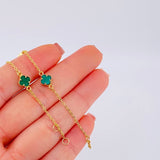 Pulso Modulable Trebol Malaquita Verde 2.7 g / 7 1/4 in - 6 1/2 in / 1.36 mm Oro Amarillo 18K