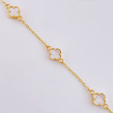 Adjustable White Clover Bracelet 2.75 g / 7 1/2 in - 7 in / 1.36 mm Yellow Gold 18K
