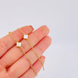 Adjustable White Clover Bracelet 2.75 g / 7 1/2 in - 7 in / 1.36 mm Yellow Gold 18K