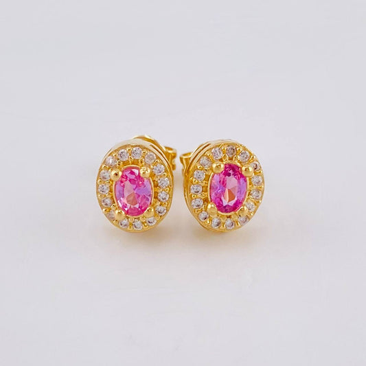 Oval Halo Stud Earrings 2.1 g / in / 7.79 mm Yellow Gold 18K
