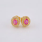 Oval Halo Stud Earrings 2.1 g / in / 7.79 mm Yellow Gold 18K