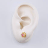 Oval Halo Stud Earrings 2.1 g / in / 7.79 mm Yellow Gold 18K