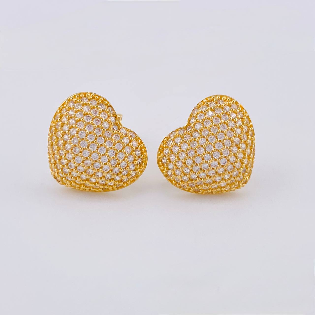 Dense Heart Stud Earrings 3.4 g / in / 12.62 mm Yellow Gold 18K