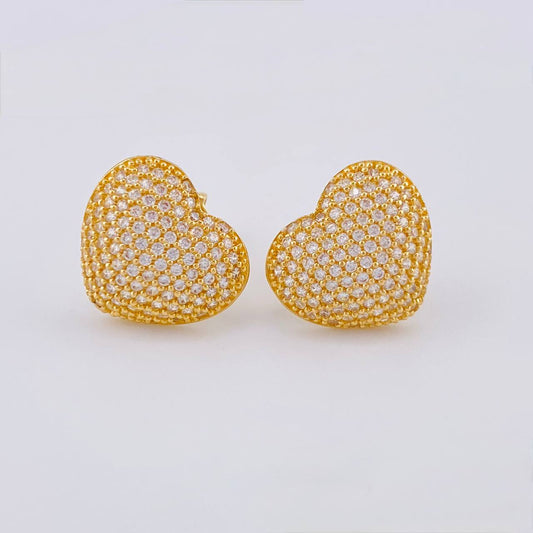 Dense Heart Stud Earrings 3.4 g / in / 12.62 mm Yellow Gold 18K