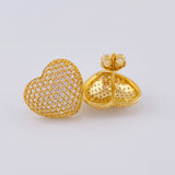 Dense Heart Stud Earrings 3.4 g / in / 12.62 mm Yellow Gold 18K