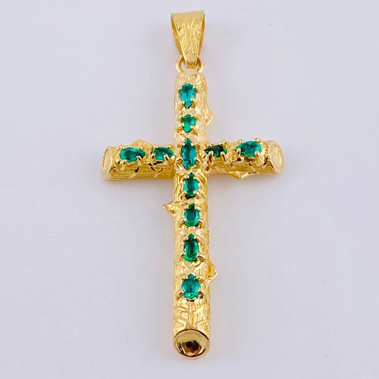 Dije Cruz Tronco Esmeraldas 1,8 Qts 3.25 g / 2 in Oro Amarillo 18K