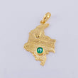 Pendant Map of Colombia Emerald 23Pts 1.8 g / 1 1/4 in 18K Yellow Gold
